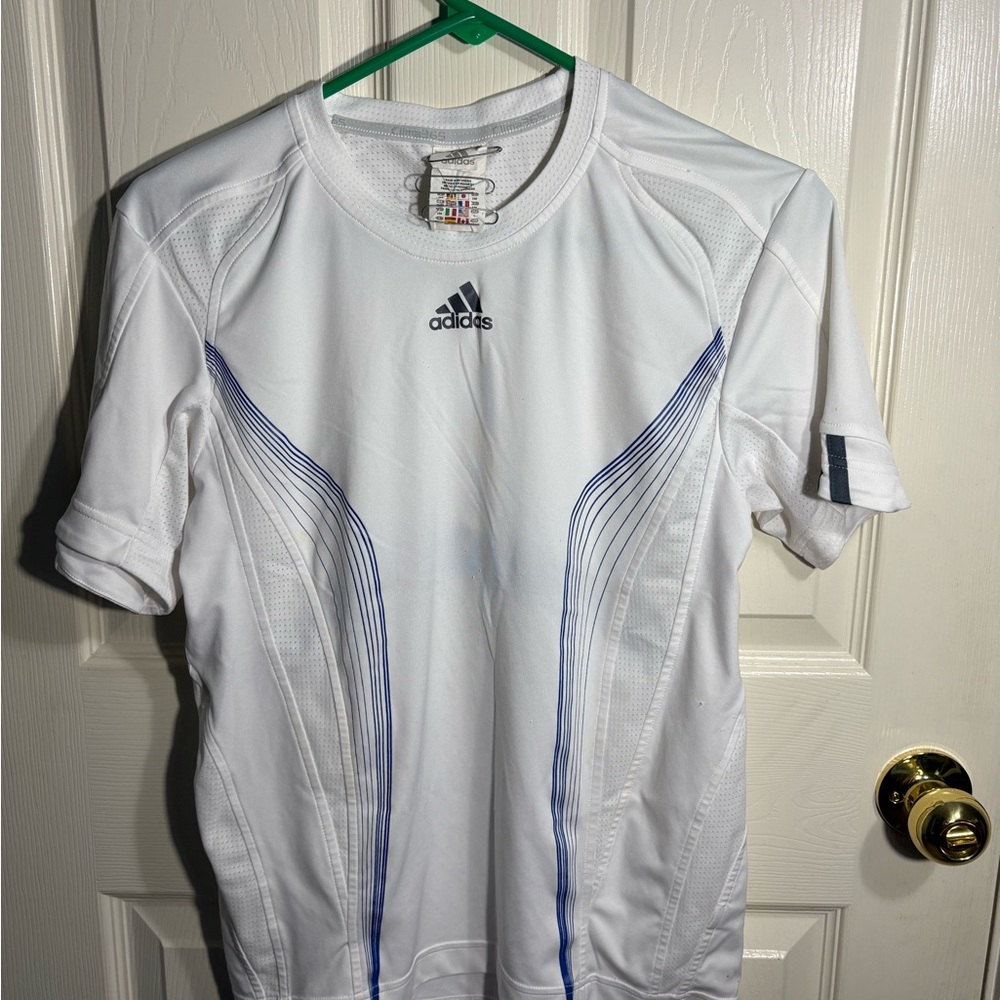 Adidas Climacool White Short Sleeve Tennis Tee with Athletic Fit